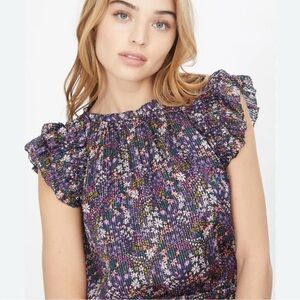 Generation Love  Adelina Viola Lurex Floral Ruffle Sleeve Tank Blouse and Skirt